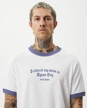 Load image into Gallery viewer, Afends Men&#39;s Byron Trip Ringer Tee in White
