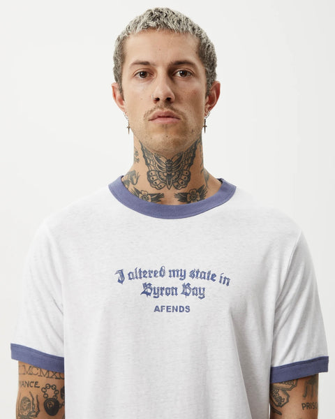 Afends Men's Byron Trip Ringer Tee in White