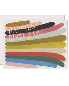 Red Cap Cards Rainbow Stripes Birthday Card