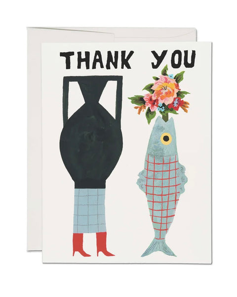 Red Cap Cards Vases Thank You Card