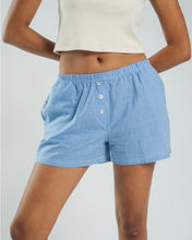 Load image into Gallery viewer, Wildflo Studio Women&#39;s Boxer Shorts in Cobalt Gingham
