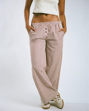 Load image into Gallery viewer, Wildflo Studio Women&#39;s Boxer Pants in Chocolate Stripe
