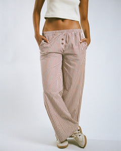 Wildflo Studio Women's Boxer Pants in Chocolate Stripe