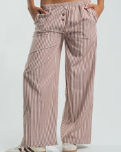 Load image into Gallery viewer, Wildflo Studio Women&#39;s Boxer Pants in Chocolate Stripe
