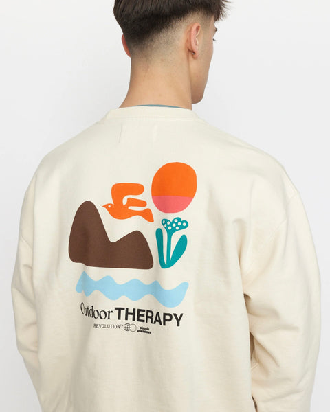 Revolution Men's Therapy Printed Sweatshirt in Off White