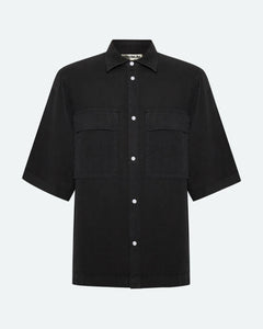 Minimum Men's Lando Linen Shirt in Caviar