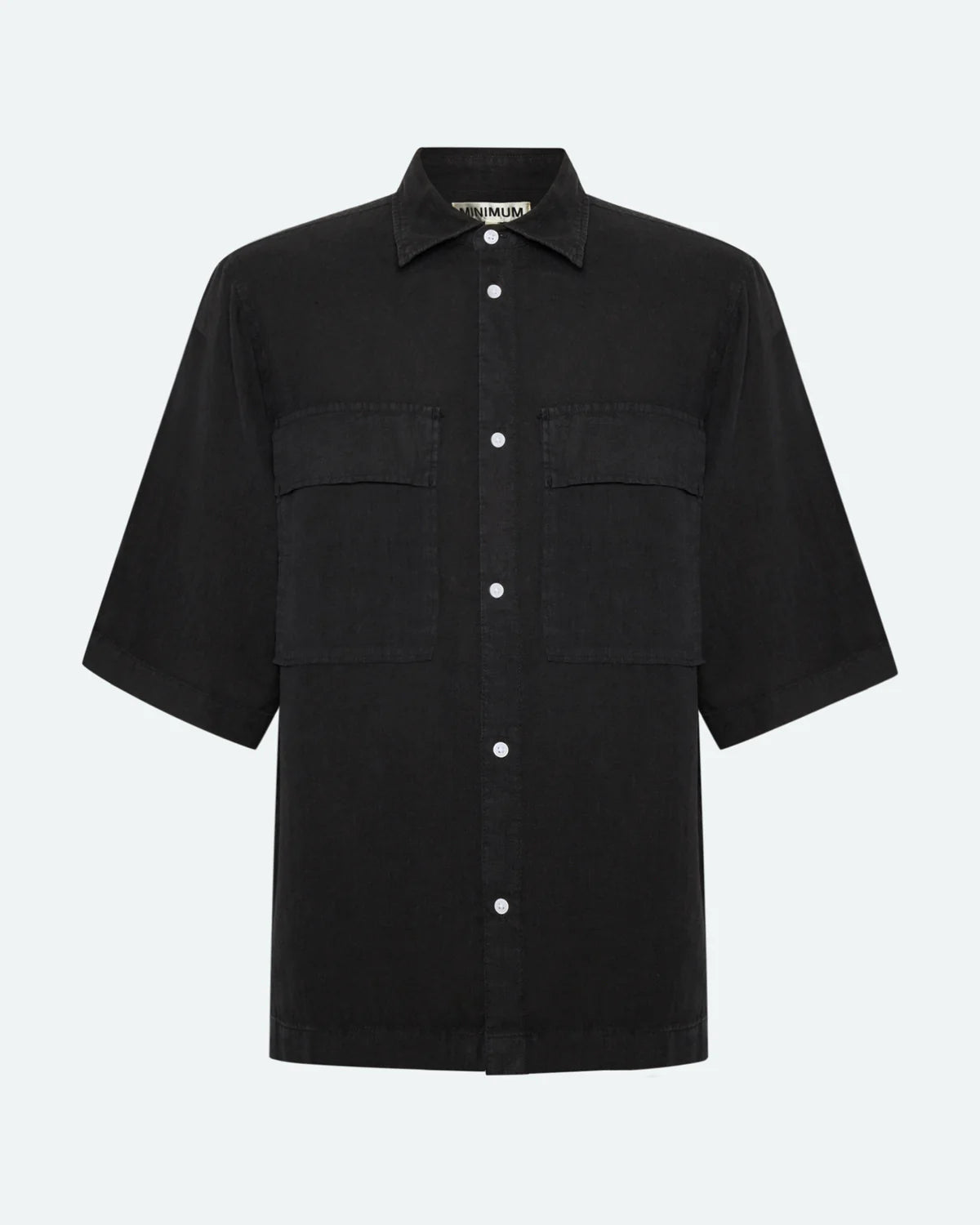 Minimum Men's Lando Linen Shirt in Caviar