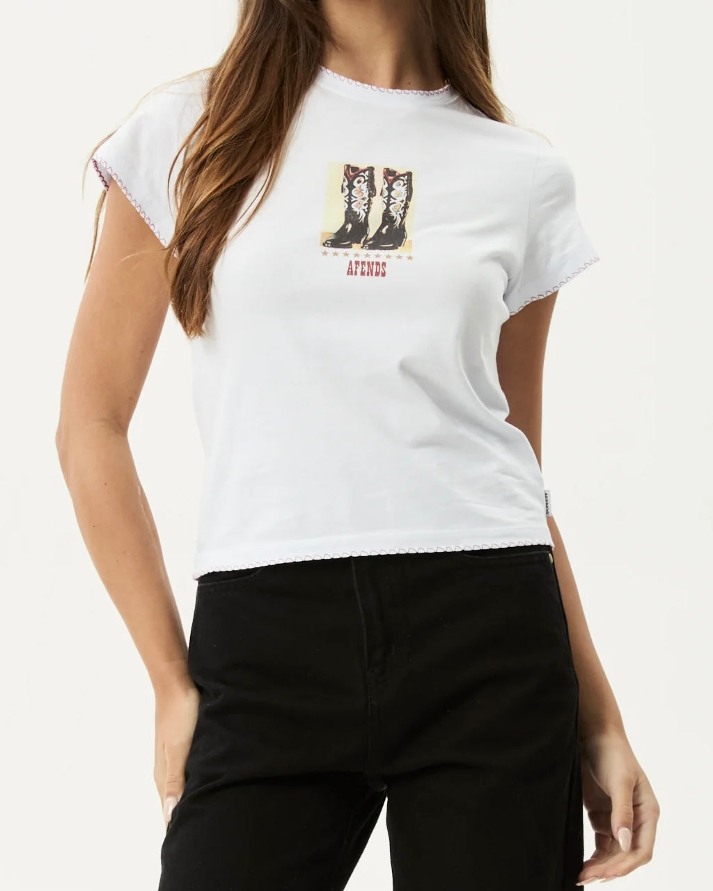 Afends Women's Walking Baby Tee in White