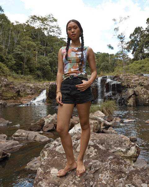 Afends Women's Karlee Sheer Tank Top in Multi