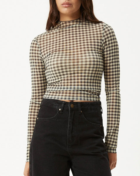 Afends Women's Gambet Long Sleeve Top in Black/Sand