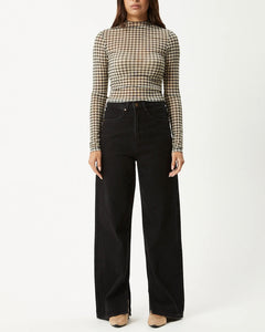 Afends Women's Gambet Long Sleeve Top in Black/Sand