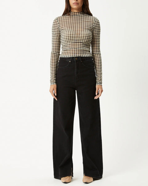 Afends Women's Gambet Long Sleeve Top in Black/Sand