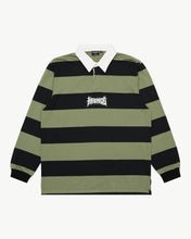 Load image into Gallery viewer, Afends Men&#39;s Mental Rugby Long Sleeve Shirt in Oil Green
