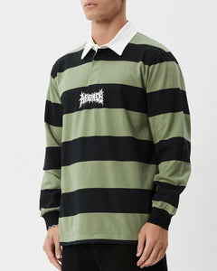 Afends Men's Mental Rugby Long Sleeve Shirt in Oil Green