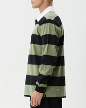 Load image into Gallery viewer, Afends Men&#39;s Mental Rugby Long Sleeve Shirt in Oil Green
