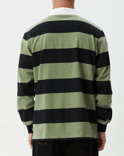 Load image into Gallery viewer, Afends Men&#39;s Mental Rugby Long Sleeve Shirt in Oil Green
