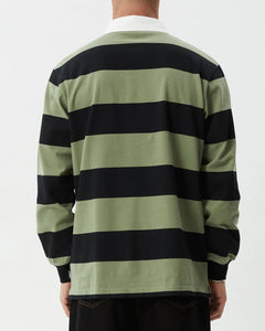Afends Men's Mental Rugby Long Sleeve Shirt in Oil Green