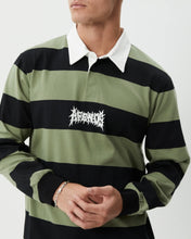Load image into Gallery viewer, Afends Men&#39;s Mental Rugby Long Sleeve Shirt in Oil Green
