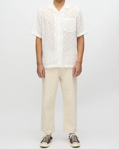 Minimum Men's Hayden Broderie Anglaise Shirt in Coco Milk