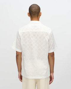 Minimum Men's Hayden Broderie Anglaise Shirt in Coco Milk
