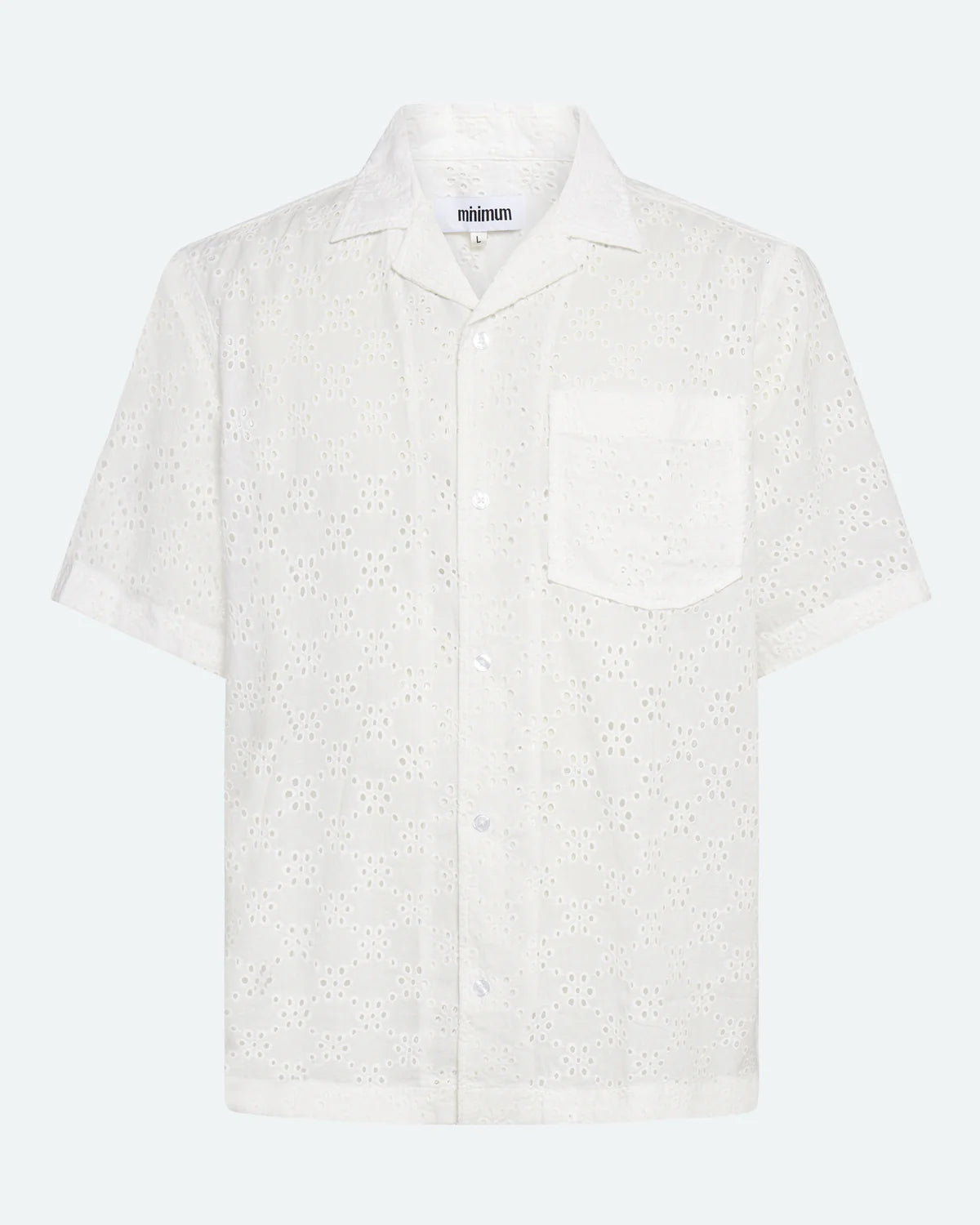 Minimum Men's Hayden Broderie Anglaise Shirt in Coco Milk