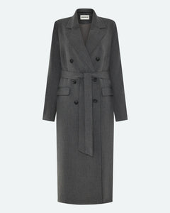 Minimum Women's Agnes Coat in Grey Pinstripe