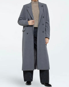 Minimum Women's Agnes Coat in Grey Pinstripe