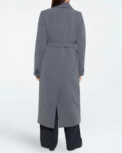Minimum Women's Agnes Coat in Grey Pinstripe