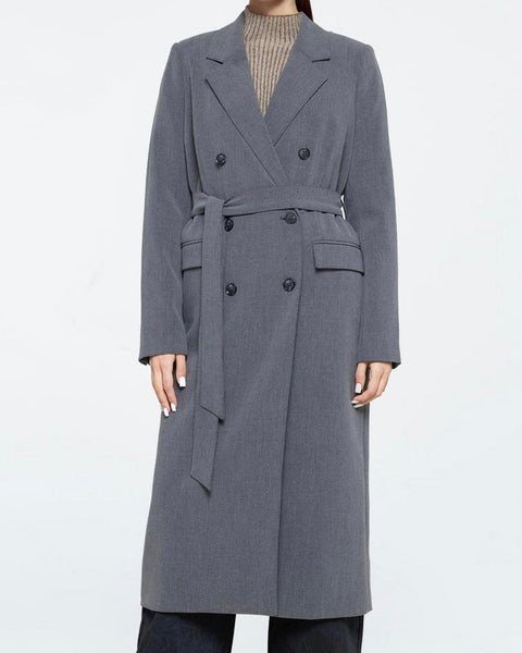 Minimum Women's Agnes Coat in Grey Pinstripe