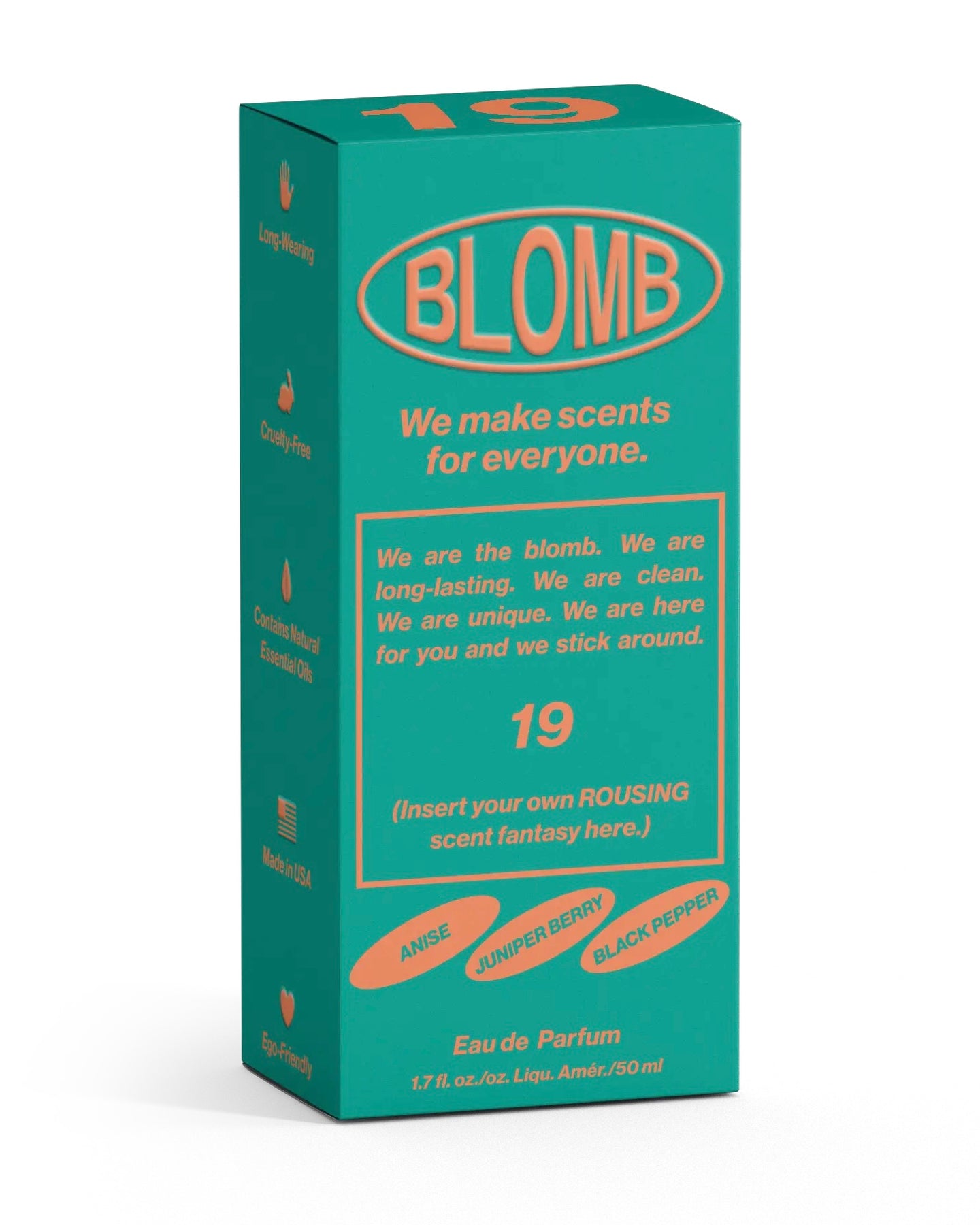 the Blomb No. 19 Eau de Parfum box on a white backgorund