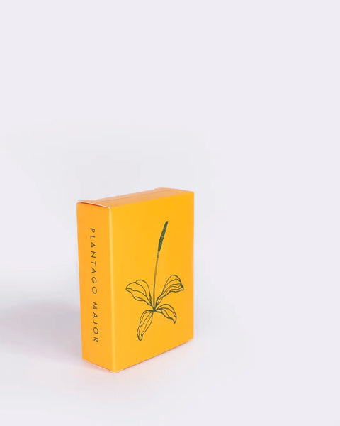 the ALTR Plantago Major Bar Soap in its box sitting on an angle against a neutral background