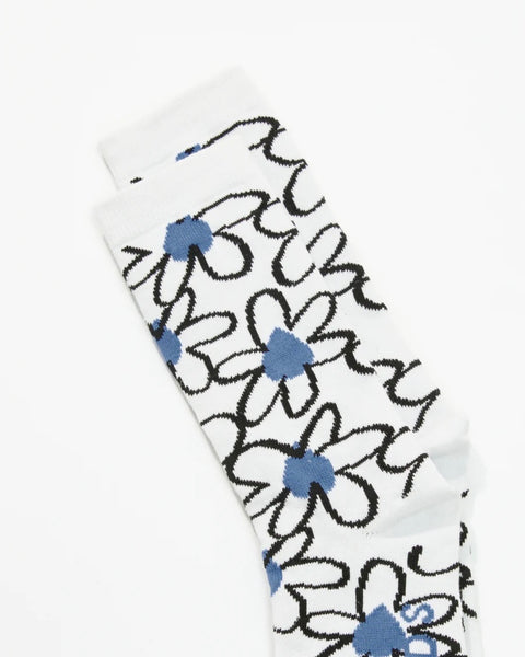 a close up of the top of the Afends Men's Waterfall Hemp Socks on a white background