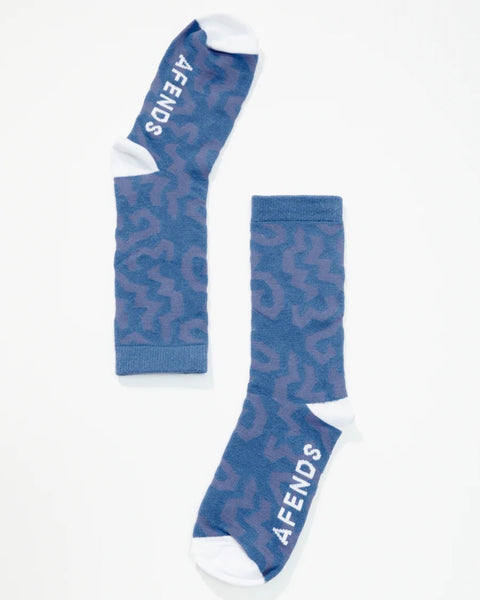 the Afends Men's Icebergs Hemp Socks laying flat side by side on a white background