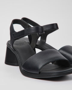 close up angled shot of a pair of Camper Women's Kiara Sandal in Black