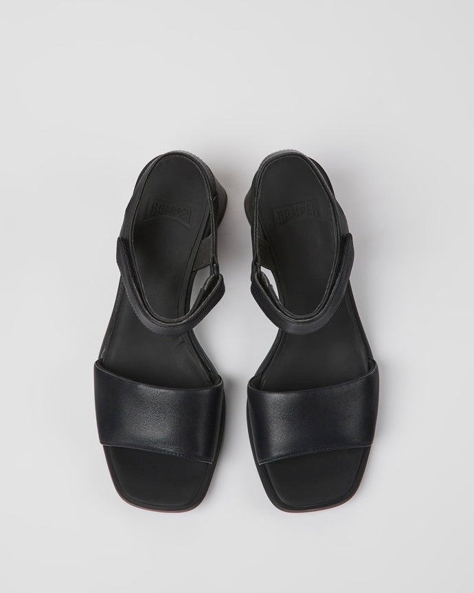 overheard shot of the Camper Women's Kiara Sandal in Black sitting against a neutral background