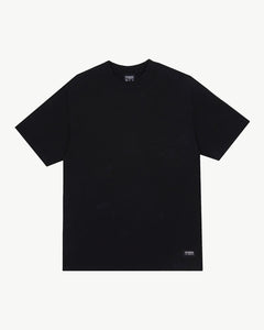 the Afends Men's Classic Hemp Retro Tee in Black laying flat on a white background