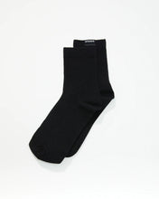 Load image into Gallery viewer, Afends Women&#39;s Essential Socks in black on a white background
