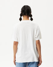 Load image into Gallery viewer, back view of the Afends Women&#39;s Slay Oversized Tee in White on a model posing in front of a white background

