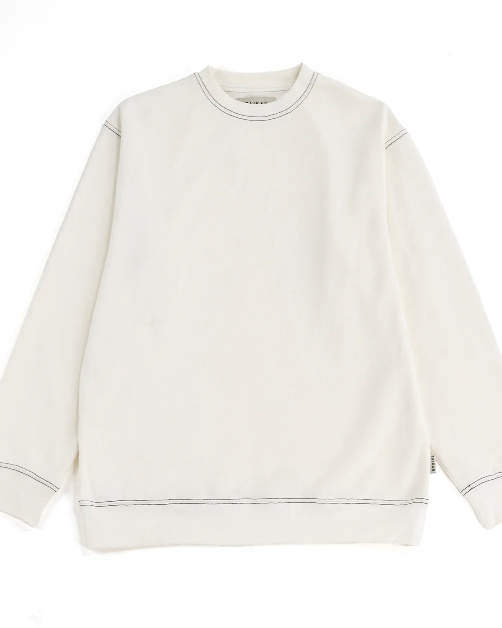 Taikan Custom Crew Sweatshirt in Cream Contrast Stitch