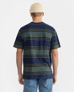 Revolution Men's Loose Tee in Navy Stripe