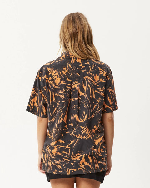 Afends Women's Marble Short Sleeve Shirt in Black