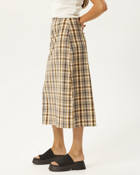Afends Women's Check Out Midi Skirt in Moonbeam