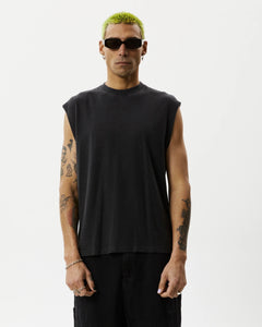 Afends Men's Vacation Sleeveless Tee in Stone Black