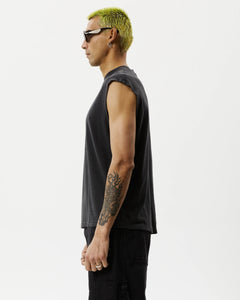 Afends Men's Vacation Sleeveless Tee in Stone Black