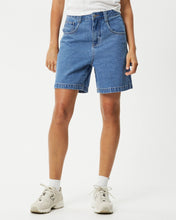 Load image into Gallery viewer, Afends Women&#39;s Emilie Workwear Short in Worn Blue
