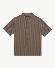 Load image into Gallery viewer, Afends Men&#39;s Space Shirt in Coffee Stripe
