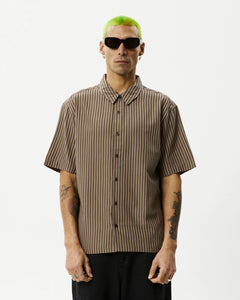 Afends Men's Space Shirt in Coffee Stripe