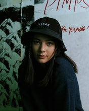 Load image into Gallery viewer, Taikan Bell Bucket Hat in Black Contrast worn by a model staring straight into the camera
