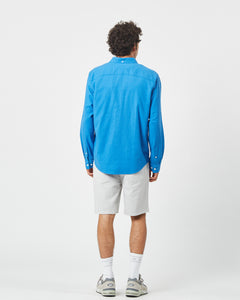 back view of the Minimum Men's Jay Shirt in French Blue on a model