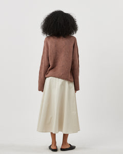 back view of the Minimum Women's Innia Sweater in Brownie on a model